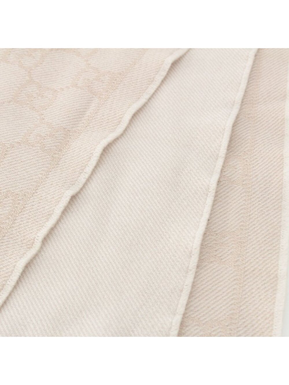 Gucci Wool GG Scarf Fringe Large Shawl Beige - Picture 5 of 10